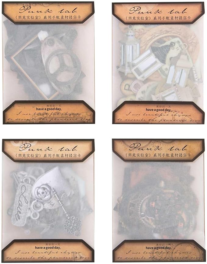 Vilikya 120pcs Steampunk Junk Journal Supplies, Small Vintage Scrapbook Materials Paper for Journaling Kit, Scrapbooking Ephemera, Punk Collage Cards for Dark Academia Home Room Decor