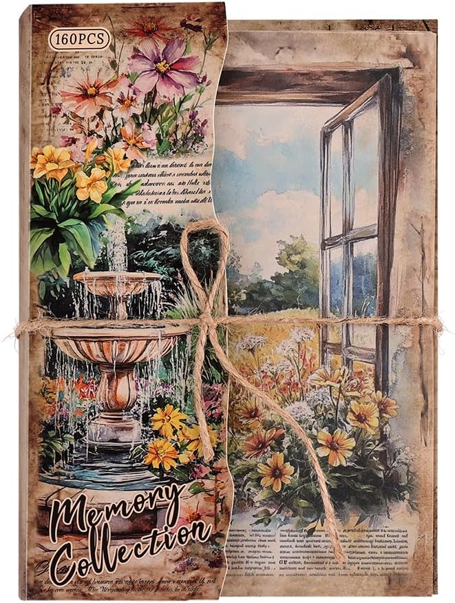 160 Sheets Vintage Retro Scrapbook Paper, Junk Journaling Supplies Kit for Bullet Journals, Collage Art, Poster & Room Decor, Card Making, Gift Wrapping