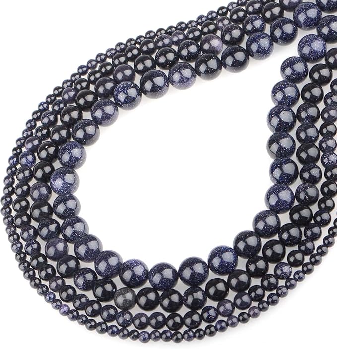 bymitel 10mm natural blue sand stone round beads gemstones genuine with 90pcs diy jewelry making unisex (10mm 90pcs, blue sand stone)