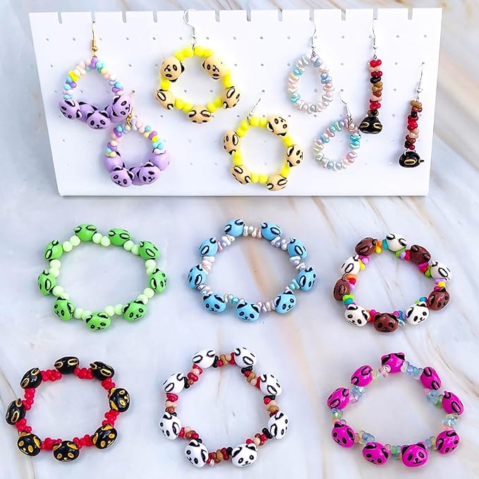 1158PCS Premium Acrylic Panda Jewelry Bead Set - Panda Charms & Peanut Spacers for Handmade Bracelets, Necklaces, Earrings & Phone Accessories