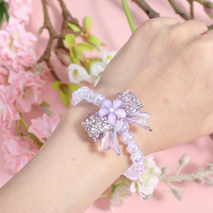 Rhinestone Bows Beads for Pens, Keychain Making Kit, 6PCS 38×32 mm Large Crystal Rhinestone Bead Bulk DIY Suppliers, Focal Beads for Pens, Candy Sparkle Bling Ball Bead Bulk