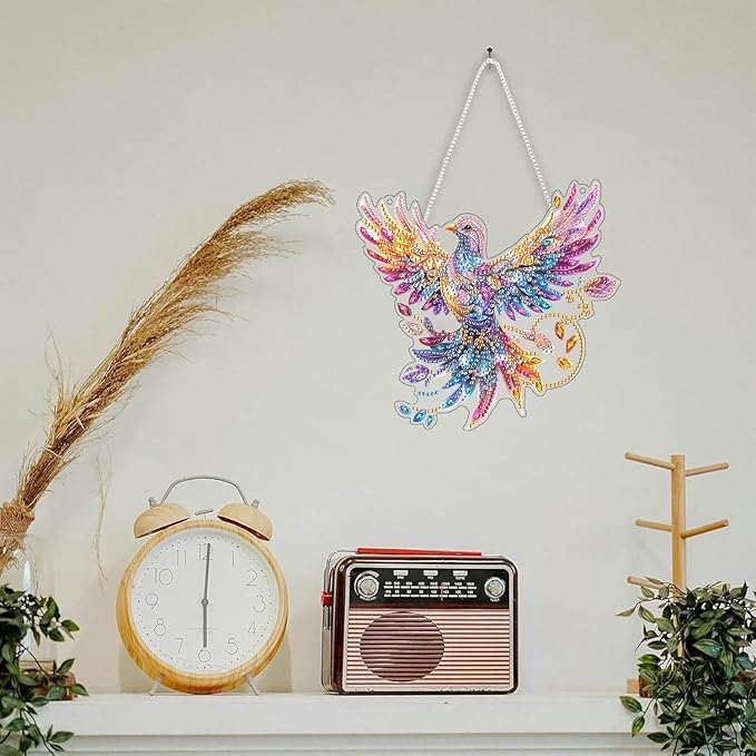 SKRYUIE Bird Hanging Diamond Art Kits for Adults Pendant Suncatcher, Special Shaped Crystal DIY Pearl Diamond Painting Kit, Gift for Mother Spring Summer Window Wreath Decor 7.486 x 7.29 Inch D12