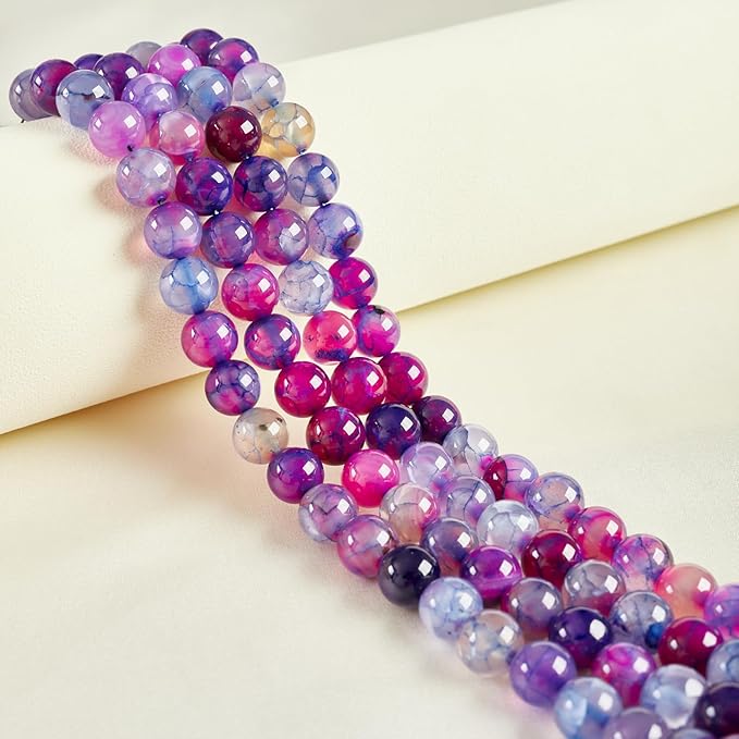 100pcs 6mm purple dragon vein agate beads natural gemstone beads round loose beads for jewelry making