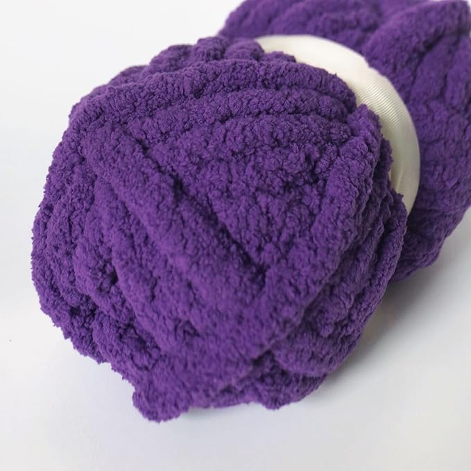 Purple Chunky Chenille Yarn for Crocheting Bulky Thick Fluffy Yarn for Knitting,Super Bulky Hand Blanket, Soft Plush Yarn Crochet Carpet/Scarf/Cushion/ 8 Jumbo Pack(63.76oz/197.68yd