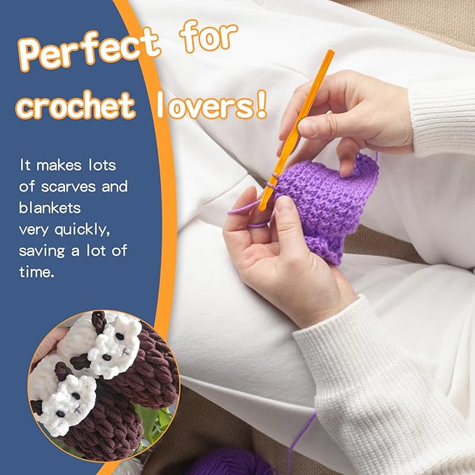 6 mm Crochet Hook, Ergonomic Handle for Arthritic Hands, Colorful Transparent Crochet Hook for Beginners and Crocheting Yarn