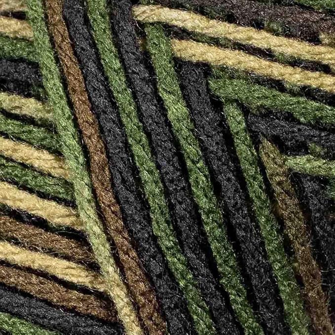 Craft County Size 4 (Medium) 100% Acrylic Fiber Yarn – Variety of Color and Pattern Options – for Crochet, Knitting, and Weaving (Camo)