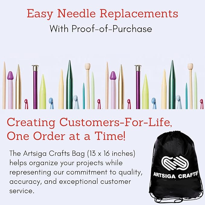 Lykke Umber 6 in. Set Sizes 3.5, 3.75, 4.0, 4.5, 5.0, 5.5, 6.0, 6.5, 8.0, 9mm Crochet Hooks for Sport, Baby, DK, Worsted, Chunky Yarn, Birchwood with Umber DM Case, Project Bag