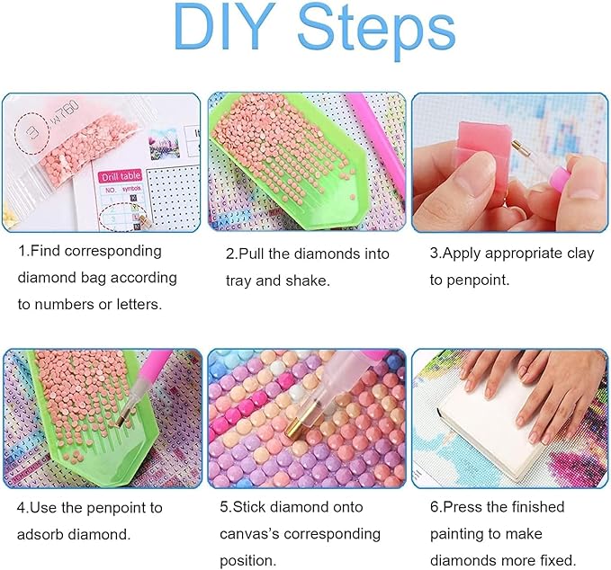 EIBEILI 6 Pack Diamond Painting Kits for Adults, Wine 5D Diamond Art Kits for Beginner Cocktail DIY Full Drill Diamond Dots Crystal Craft Kits for Home Wall Decor Gifts(6 Pack/12X16 Inch)