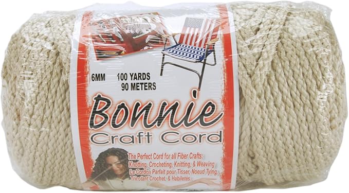 Pepperell 6mm Bonnie Macramé Craft Cord, 100-Yard, Pearl/Beige