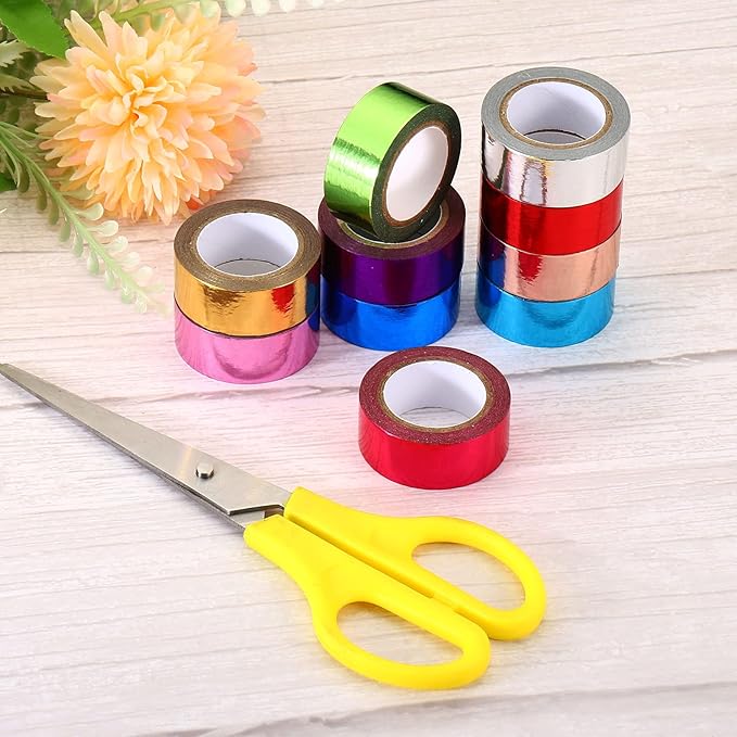 PATIKIL Metallic Washi Tape 15mm x 5m, 6 Pack Art Paper Mirror Masking Foil Sticker Self-Adhesive for DIY Art Craft Wrapping Wedding Decoration, Purple, Light Blue, Green