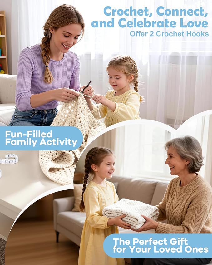 Arborthread Crochet Kit for Beginners, Easy Pocket Shawl & Scarf Crochet Kit for Adults w/Ample Premium Yarn to Fit Different Sizes, Step-by-Step Video & Instructions, Light Khaki