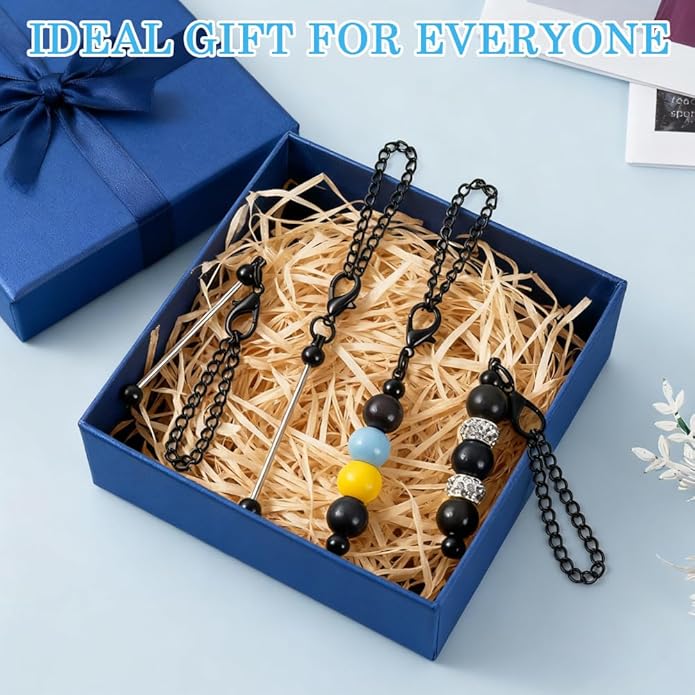 16PCS Beadable Keychain Bar Bulk, Metal Blank Beaded Keychain Bar for Beads DIY Crafts Charms Jewelry Making Supplies