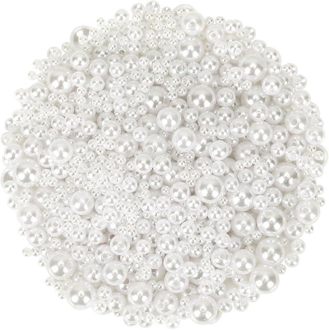 UPINS White Pearl Beads for Jewelry Making Round Nature Pearls with Hole for Bracelets Necklace Making Earrings Kit Pearl Filler Decoration DIY Craft (5 Size)