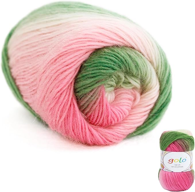 golo Wool Yarn for Hand Knitting 200yd 100% Wool Cachemire Multicolor Rainbow Yarn