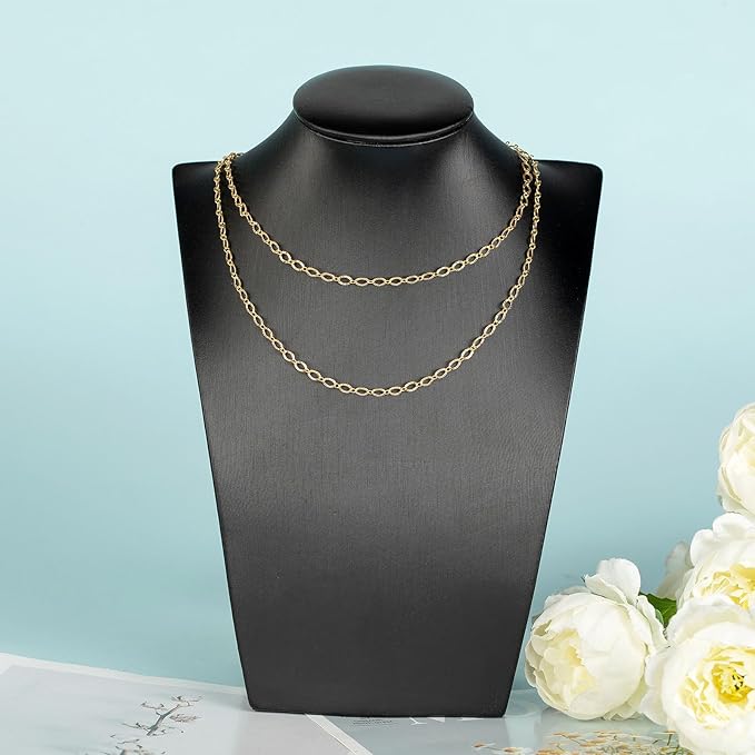 5 Meters 18K Gold Plated Chain for Jewelry Making, Shiny Light Gold Embossed Oval Cable Link Chain Spool Women Necklace Bracelet DIY Jewelry Findings