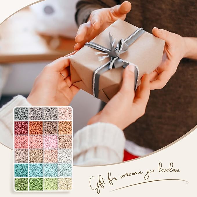 TEXGIZRLY 3mm Glass Seed Beads for Jewelry Making, Friendship Bracelet Making Kit for Girls Adults, 24 Colors Bead Bracelet Kit for DIY Crafts Gifts (3MM-A)
