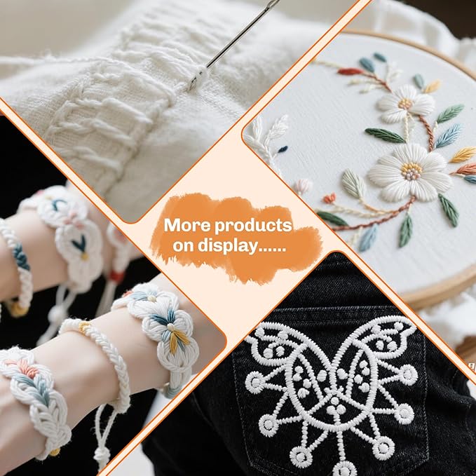 20 Skeins Embroidery Floss, White Embroidery Thread, Friendship Bracelet String, Cross Stitch for DIY Making, Embroidery Crafts