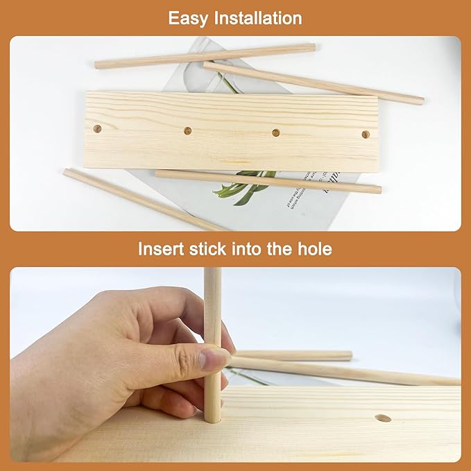 Wooden Ribbon Rack Storage, 2 Pcs Ribbon Organizer Spool Holders, Washi Tape Organizer Wire Spool Stand Holder for Sewing Craft Mesh Thread Tape Wreath Crochet Roll Florist Arts Wrapping Gift