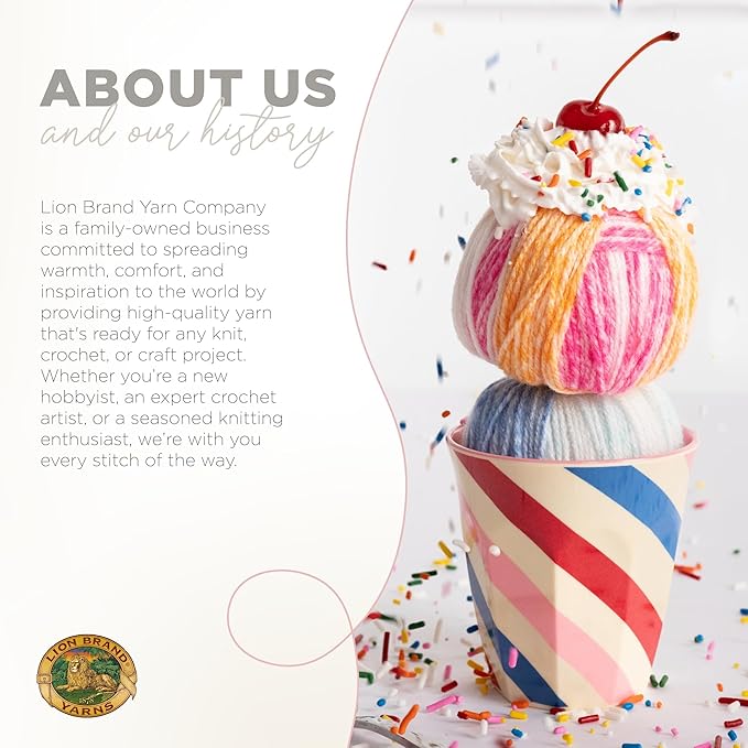 Lion Brand Yarn, Ice Cream Baby Yarn for Knitting, Crochet, and Crafts, Tutti Frutti, 3 Pack, DK Weight Colorful Acrylic Fiber for Baby Blankets, Hats, and Sweaters