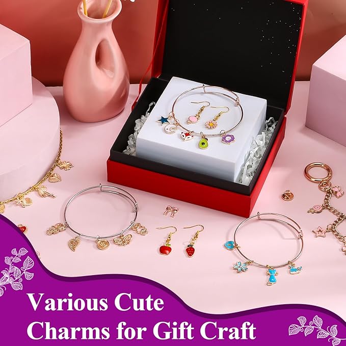 Modacraft 3 Types 172 Pcs Charms for Jewelry Making with Jump Rings, Bulk Enamel KC Letter Charm for DIY Necklace Bracelet Earring Craft Supplies