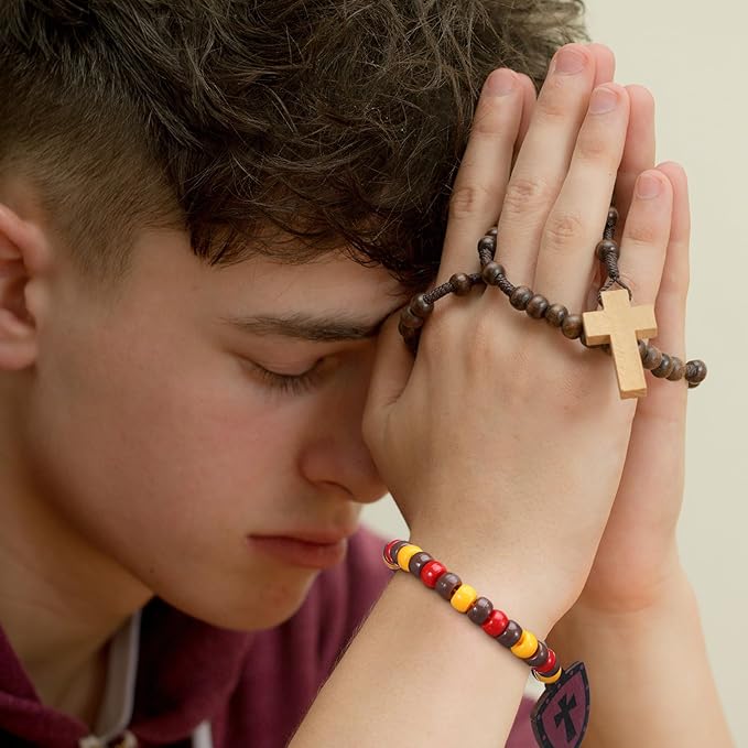 Tondiamo 24 Sets Put on The Whole Armor of God Craft Kits Religious Beads Bracelet with Shield Sword DIY Christian Jewelry Crafts for Home Classroom VBS Sunday School Activities Party Decorations
