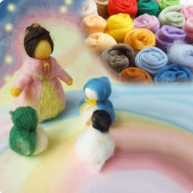 3.53oz Wool Roving, Fiber Roving Wool Top, Wool Felting Supplies, Chunky Yarn, Spinning Wools Roving for Needle Felting Wet DIY Hand Spinning (Light Blue)
