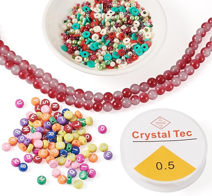 Spritewelry Friendship Bracelet Making Kit with Glass Seed Beads 8mm Red Clay Beads Bracelet Making Kit for Adults Letter Bead for Jewelry Making DIY Crafts Gift Supplies 1 Bag