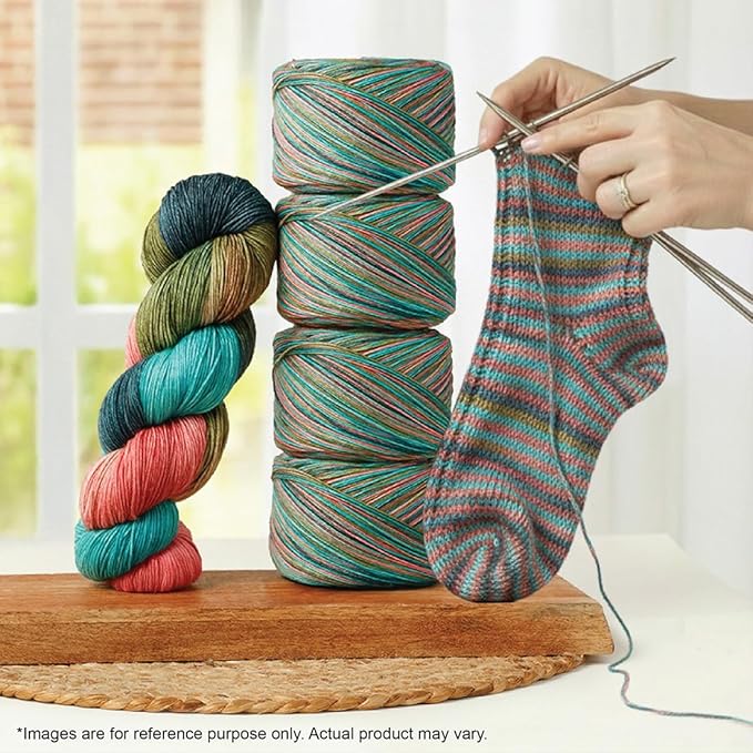 KnitPro Symfonie Fingering Weight Hand Dyed Variegated Yarn Skein | Extra Fine Merino Wool & Polyamide Blend for Knitting & Crocheting, Oeko-TEX Certified 400m, 100g | Terra Spring Blush