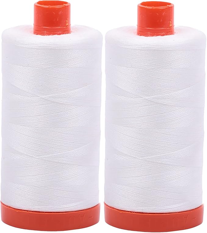Aurifil Mako 50wt Thread 2 Large Spools: Natural White (2021x2)