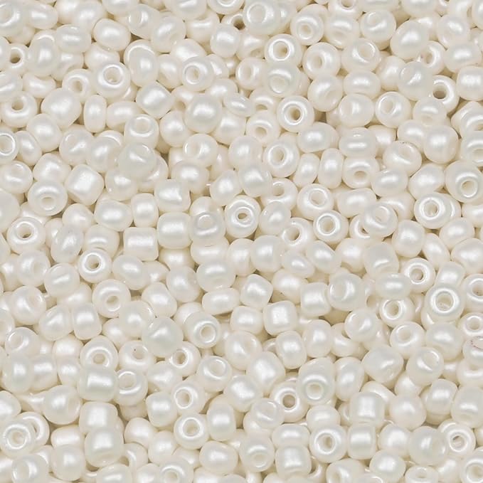 Bala&Fillic Pearl 3mm Seed Beads About 3600pcs/100Grams in Bag, 8/0 Glass Craft Beads for Making Bracelet and Necklace(Pearl)