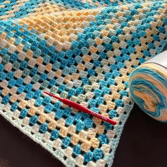 Crocheting Knitting-Gradient Cake Yarn, Soft Multicolor Medium-Fine Blended Yarn, Weight 100 Grams, Contains 60% Cotton 30% Acrylic 10% Wool. Suitable for Scarf, Gloves, Shawl, Blanket.(1152)