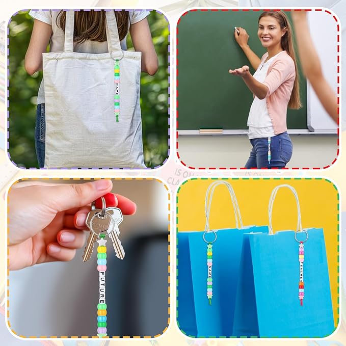 Suncalla 984 Pcs 24 Set Religious Graduation Keychain Craft Kit DIY Christian Congrats Grad Gift Keychain Making Kit Adjustable Bead Letter Beads Cards String for Blessings to Graduate Party Supply