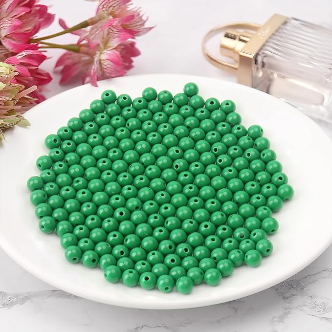 bonny boxx 40pcs 20mm smooth emerald acrylic round beads, plastic resin bubblegum balls chunky gumball beads for necklace and bracelet making, crafting supplies
