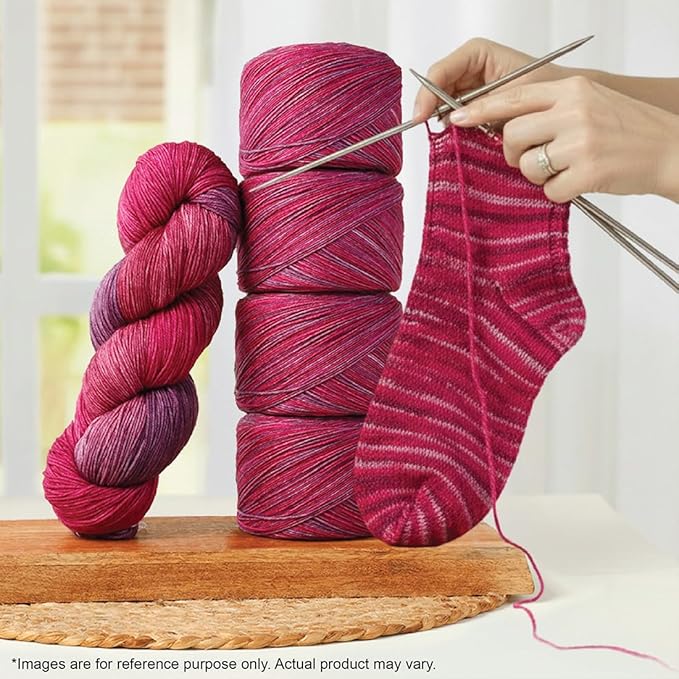 KnitPro Symfonie Fingering Weight Hand Dyed Variegated Yarn Skein | Extra Fine Merino Wool & Polyamide Blend for Knitting & Crocheting, Oeko-TEX Certified 400m, 100g | Terra Autumn Rose