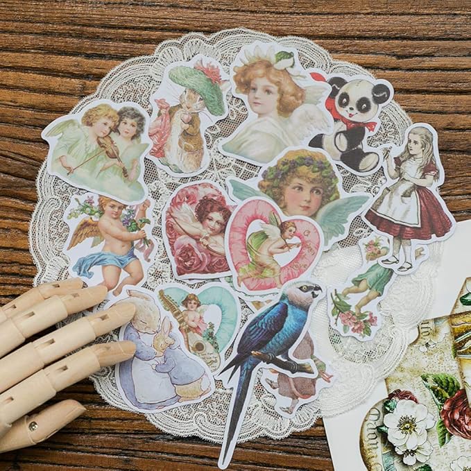 Alideco 80Pcs Vintage Scrapbooking Stickers Packs Kawaii Alice Scrapbook Supplies Funny Aesthetic for Adult Stickers for Girls Journaling Assorted Phone