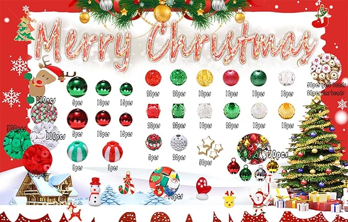 Christmas Beads Jewelry Making for Women - Enamel Charms Snowflake Santa Claus Candy Cane Deer - Xmas Loose Beads for Necklace Bracelet DIY Supplies