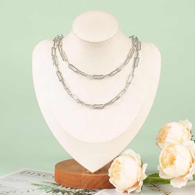 UMAOKANG 13 Feet Stainless Steel Chains for Jewelry Making Oval Paperclip Chain Roll Jewelry Making Chains with Jewelry Findings