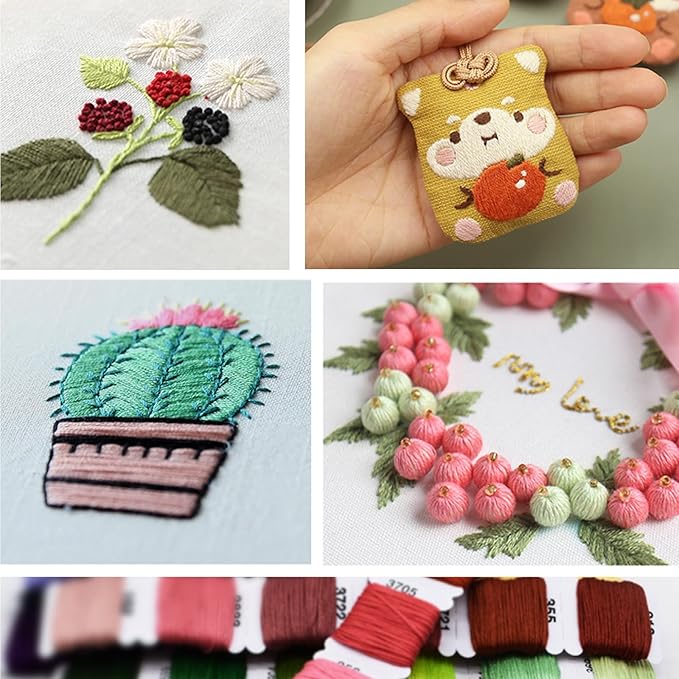 Embroidery Floss Thread Kit 100% Cotton Floss Bobbins and Cross Stitch Kit Bracelets Floss Crafts Floss (96 Color)
