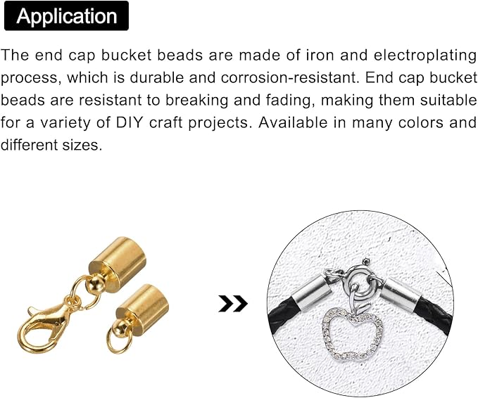 MECCANIXITY Fold Over Cord End Caps Rose Gold 6mm OD with Crimp Covers Lobster Claw Clasps DIY Jewelry Making for Bracelets and Necklaces Crafting 20 Pcs