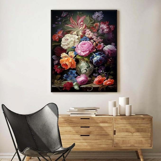 Paint by Numbers Kit for Adults Beginner Flower, Vintage Vase Adult Paint by Number Kits on Canvas, Colorful DIY Acrylic Oil Painting by Numbers for Adults, Perfect for Home Wall Decor 16X20 Inch