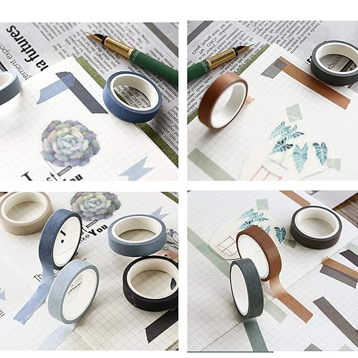 VIVIQUEN 30 Rolls Washi Tape Set Colored Masking Tape Pack Decorative Thin Tapes Children and Gifts Warpping (Nature Color 9mm)