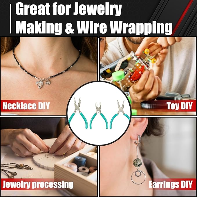 C&T 3-Piece Jewelry Pliers Set, Jewelry Making Tools Kit, Micro Jewelry Plier, Jewelry Making Supplies, Pliers set for jewellery making bead winding and shaping wire DIY Crafts