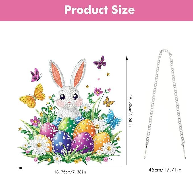 Miwixy Easter Hanging Diamond Art Kits for Adults,Rabbit Special Shaped Crystal Christmas Diamond Painting Ornament Kit DIY Double-Sided Pattern Window Pendant Gem Art Kit for Home Wall Decor