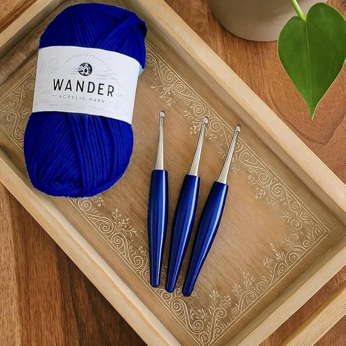Furls Crochet Hook, Odyssey Navy Blue, Nickel Plated Tip for Effortless Glide, Ergonomic Handle Crochet Hooks 7" (Odyssey Navy Blue, G - 4.00mm)