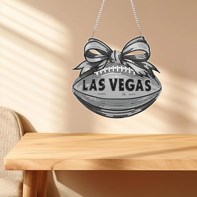 Rertcioph Football Diamond Art Hanging Kit for Adults, DIY Acrylic 5D Diamond Painting Hanging Ornament for Las Vegas Home Wall Decor and Gift