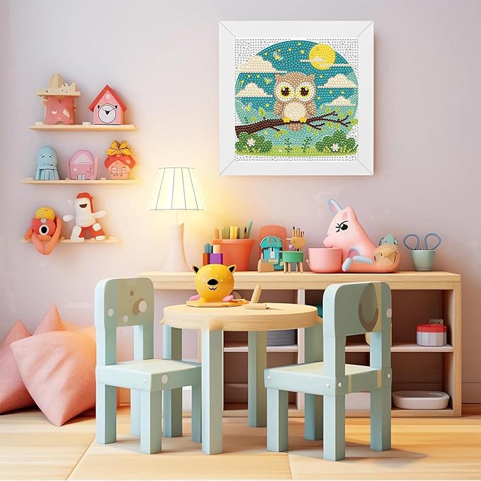 Dlylust Diamond Painting Kits for Kids Beginner - 4 Pack DIY 5D Full Drill Diamond Art Kits for Children, Cute Animals Round Crystal Rhinestone Gem Art Crafts Home Wall Art Decor 5.9 x 5.9 Inches