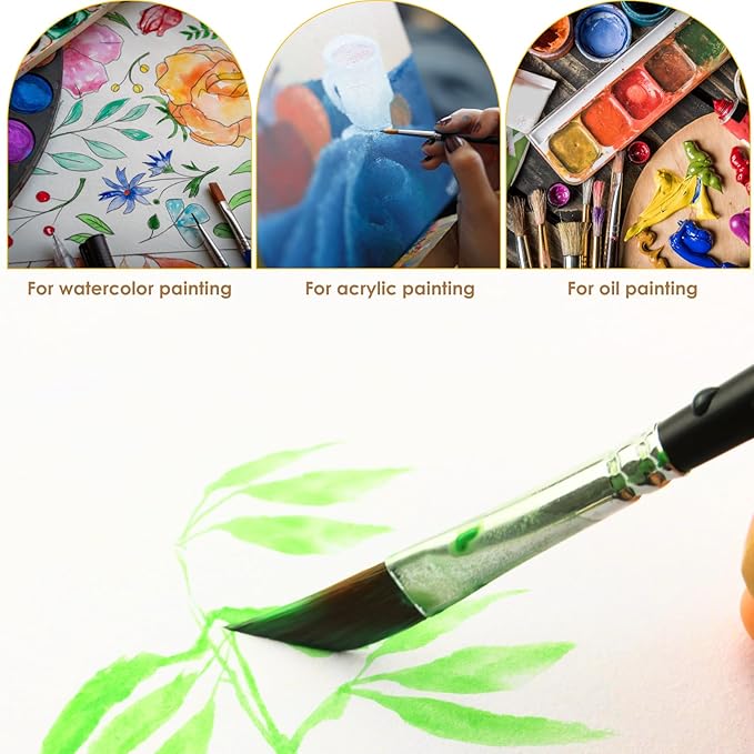 Dagger Striper Brush Set - 4 PCS Premium Watercolor Pinstriping Brushes Set with Korean Nylon Hair for Detail, Fine Lines, Acrylic, Ink, Gouache