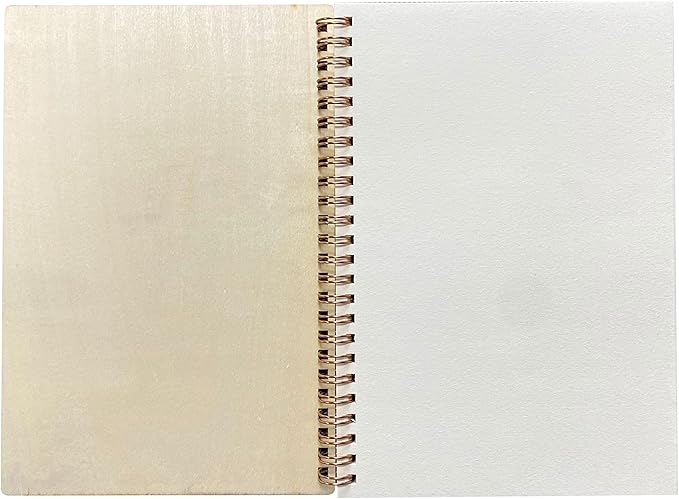 cregugua 4 pack a5 wood cover jounal notebook 40 sheets sketchbook 8.5 x 5.8 in unlined spiral notebook for crafting project,small scrapbook