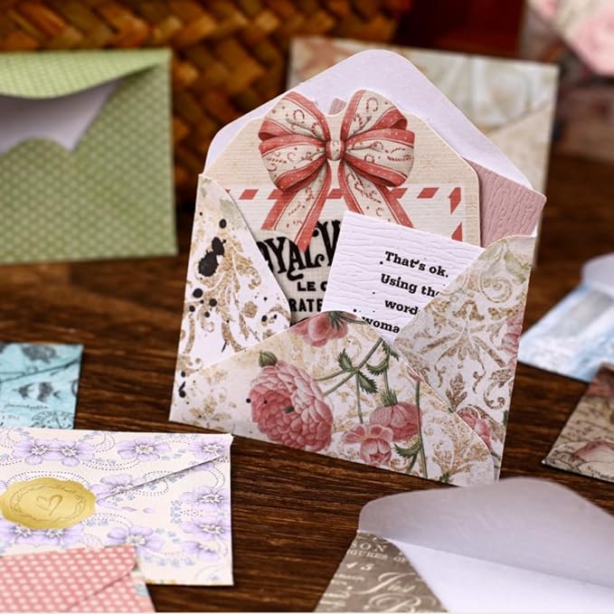 120 PCS Vintage 3D Mini Mechanism Envelope Stickers, Aesthetic Decorative 3D Foldable Envelope Background Scrapbook Stickers for DIY Diary Junk Journal Handbook Journaling Scrapbooking Supplies Kit
