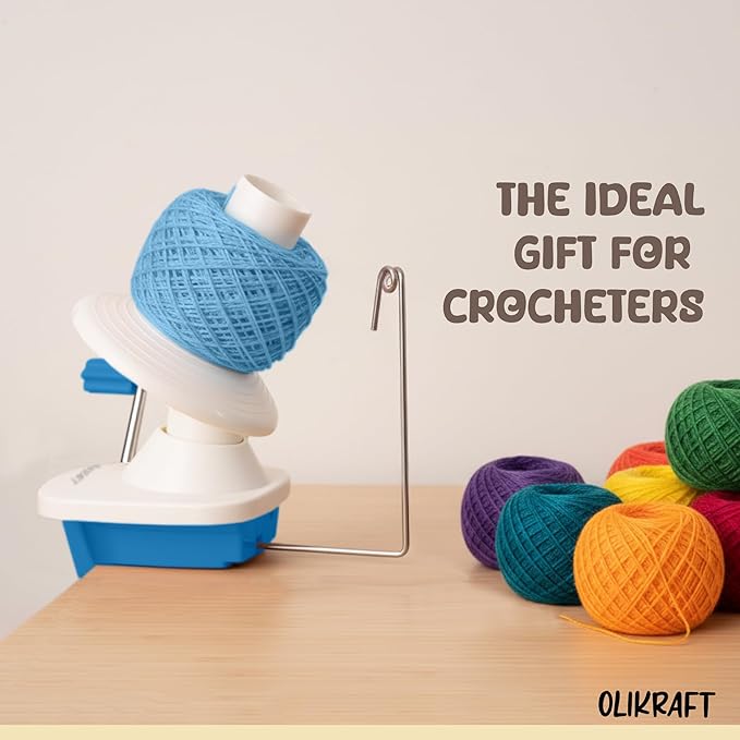 Olikraft Manual Yarn Winder | Yarn Ball Winder, Roller, Baller Crochet Spinner for Crocheting | Clamp for 1 3/4" Surfaces | Create Cakes up to 4oz